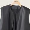 Elegant Women's Round Neck Faux Leather Vest