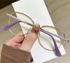 Round Metal Frame Anti Blue Light Glasses Luxury Half Rhinestone Edged Eyeglasses Women Computer Light Blocking Plain Glasses