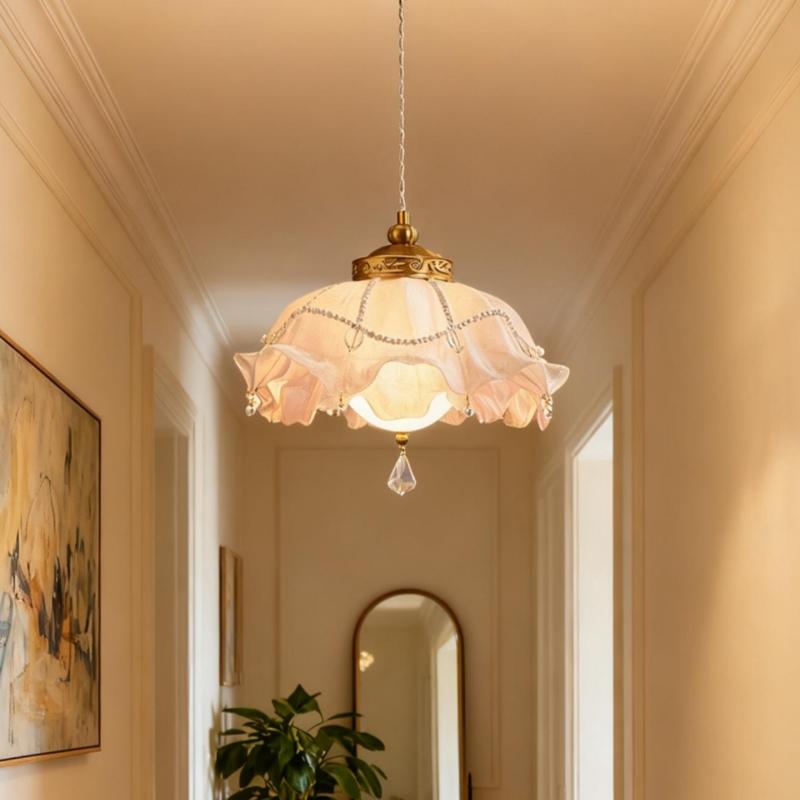 Luxury Pink LED Pendant Lights Flower Home Decoration Lighting Bedroom Bedside Chandelier Lamp Kitchen Living Room Lustre Indoor