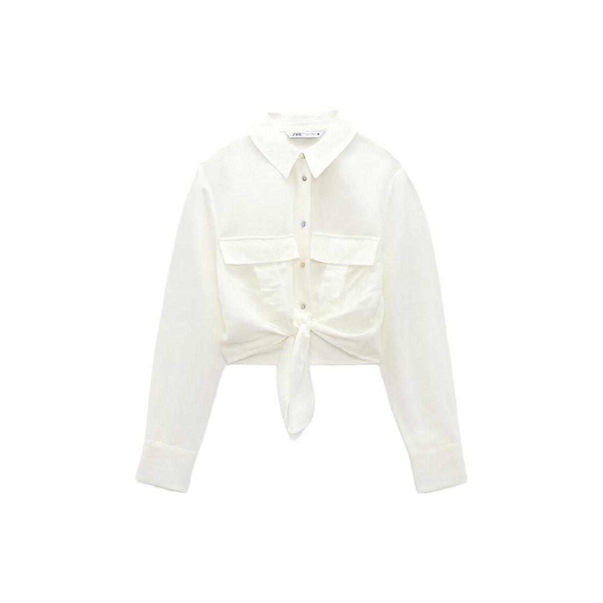 

Zara Solid Color Buttoned Long Sleeve Shirt Women tops White 02298074250 L