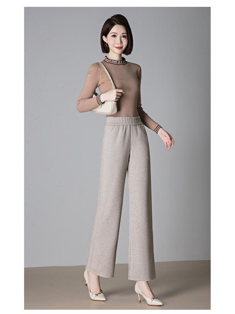 2025 High-Waisted Wide-Leg Pants for Middle-Aged Women, Casual Slimming Trousers for Mothers (Autumn/Winter)