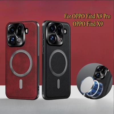 Case For Find X9 Pro Sheepskin Leather Magnetic Wireless Charging Case For OPPO Find X9 X9Pro Phone Shockproof Protect Cover