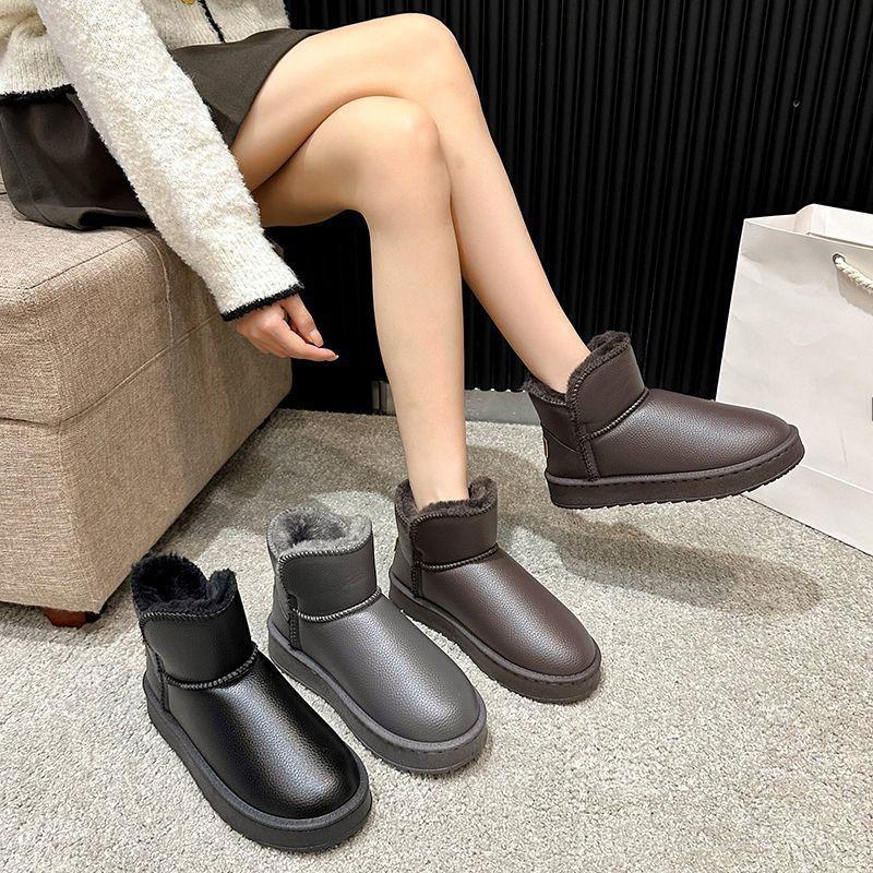 2025 winter velvet thickened foot cotton shoes versatile short boots snow boots waterproof and non-slip thick-soled large-size short boots