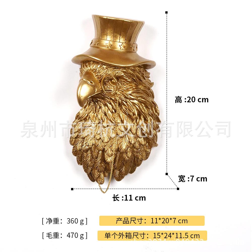 Creative Animal Pendant Golden Owl Resin Handicrafts Animal Head Background Wall Decoration Buffalo Home Decoration Accessories