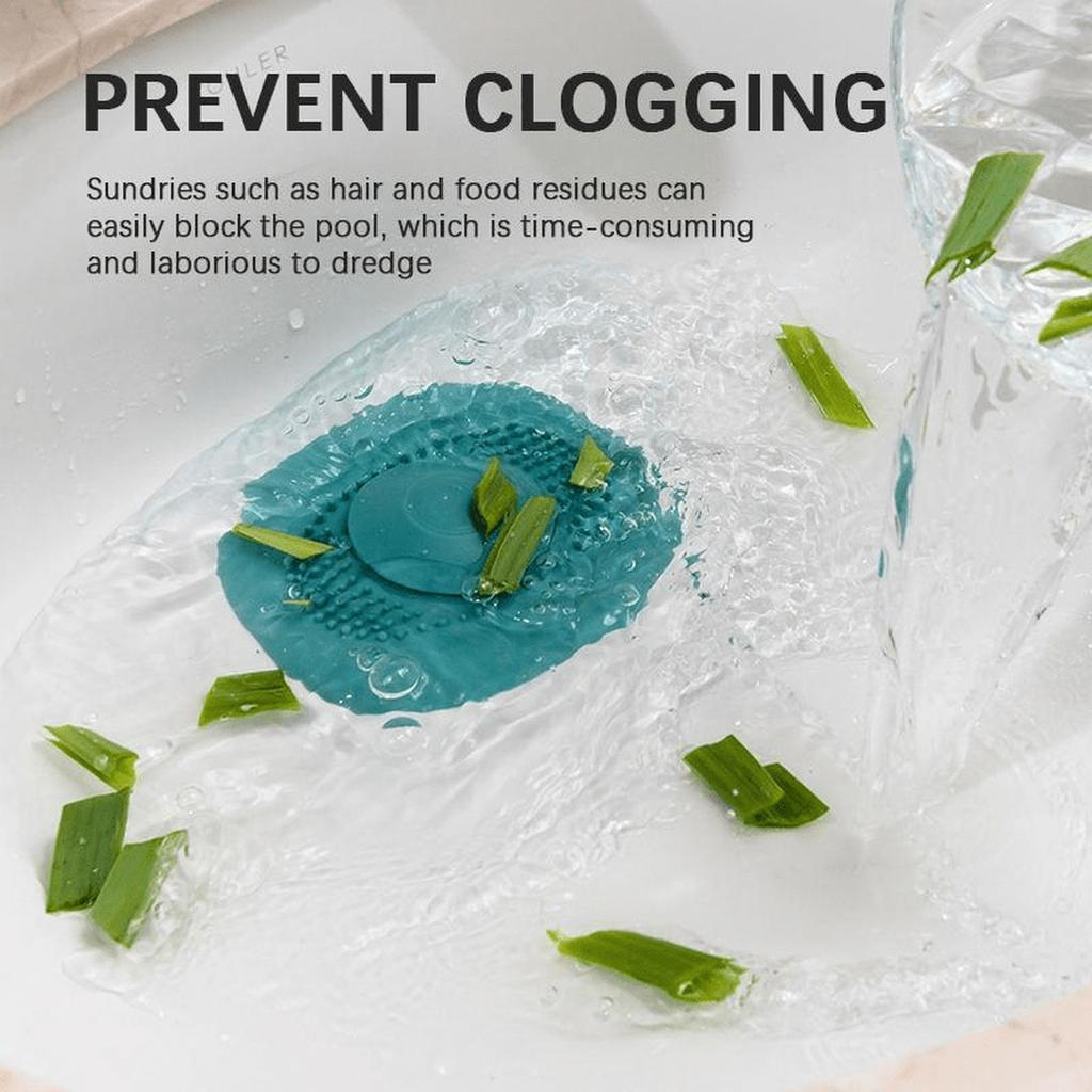 Kitchen Sink Drain Cover Push Type Floor Drain Seal Deodorizer Anti-Odor Plug Silicone Drain Strainer for Bathroom and Kitchen