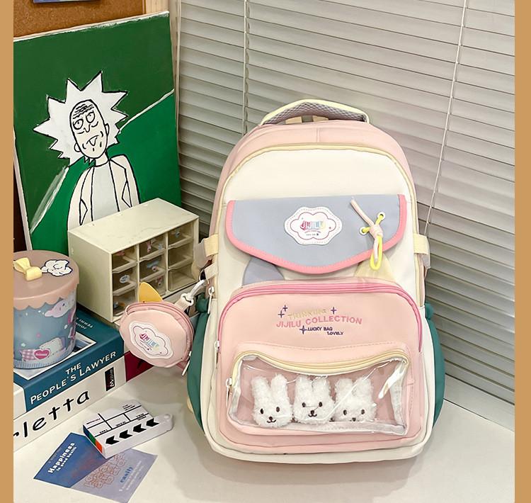 Street Nylon Fashion Backpack Color Block Design With Laptop Compartment Gift