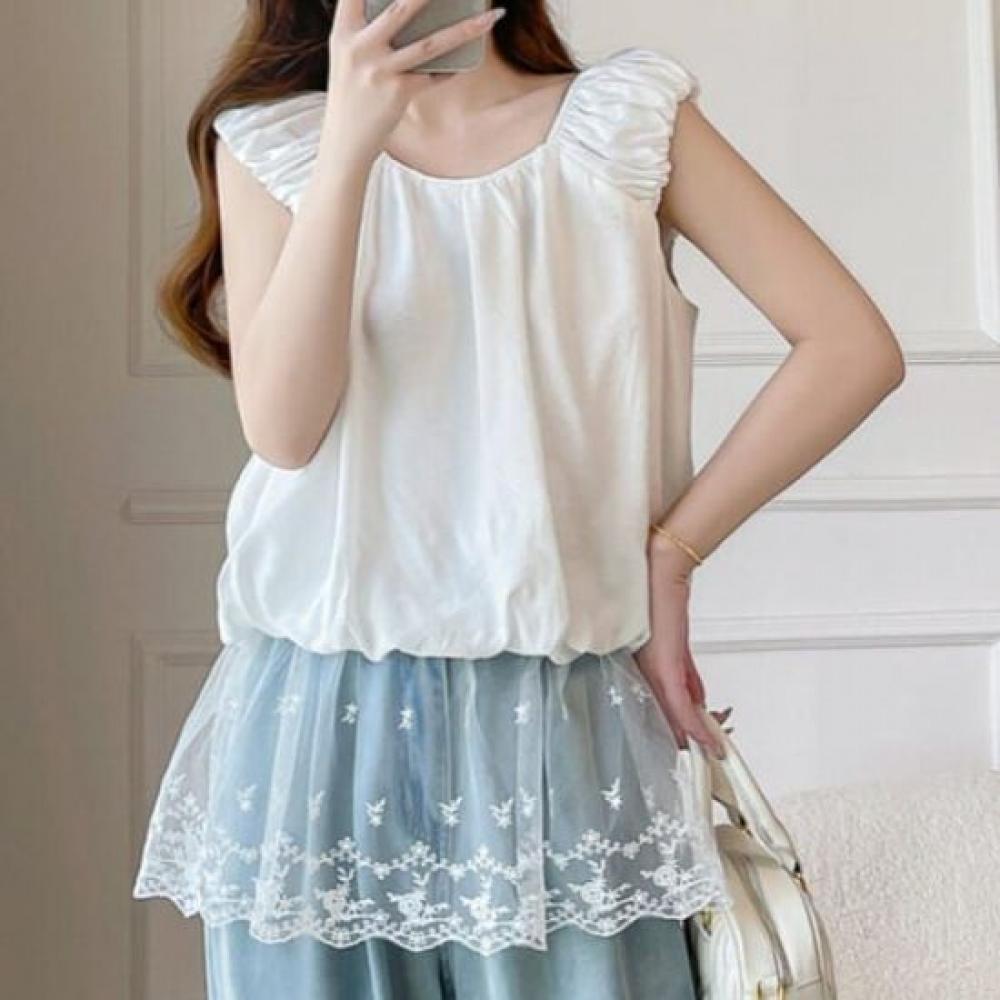 Navava Lace Shirring Sleeveless Blouse Nb2699