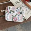 Simple Cute Embroidery Storage Bag Flower Korean Style Earphone Bag Cotton Linen Zipper Pouch Small Cosmetic Bag Student