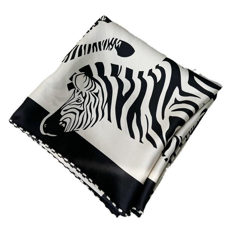 Twill silk! Temperament zebra mulberry silk silk scarf women's spring and autumn silk twill silk large square scarf scarf shawl
