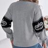 Autumn Winter Halloween Pumpkin Print Pullovers Sweaters Women Long Sleeve Casual Woman Sweater Elegant Round Neck Loose Warm Ladies Knit Jumper 25366