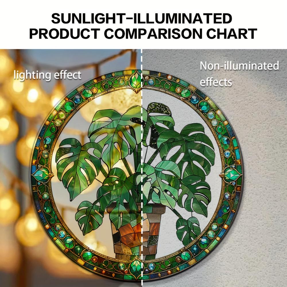 2D Flat Crystal Green Leaf Sun Catcher Garden Exotic Jungle Tropical Decoration Window Wall Hanging, Green Natural Decoration,holiday Party Decoration