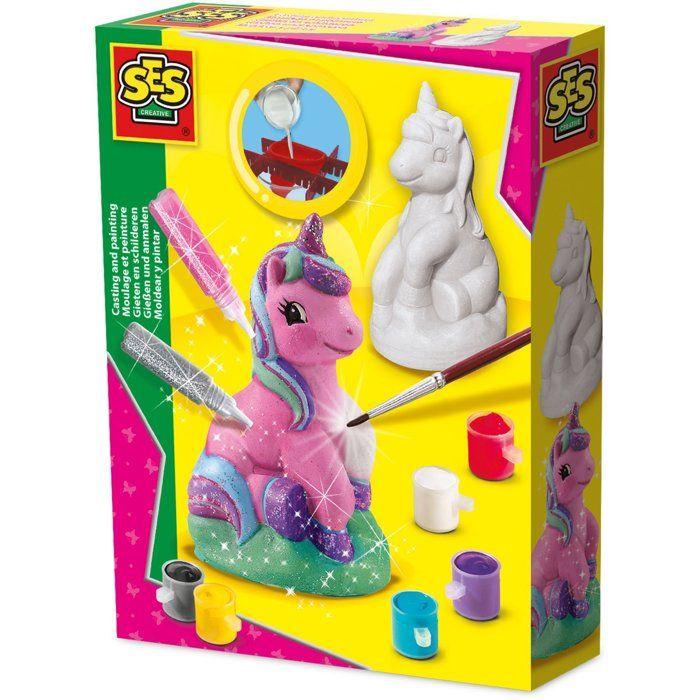 Moulage et peinture - SES CREATIVE - Hobby Pink - Licorne - Kit Créatif Enfant 3D - Crée 3 Licornes Magiques - Age : 5+