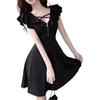 Sexy Ruffle Dress with Zipper and Mini Dress for Cabaret Clubs [RREMN] Flare, (JP, Alphabet, L, TYPE1 Black) [Used]