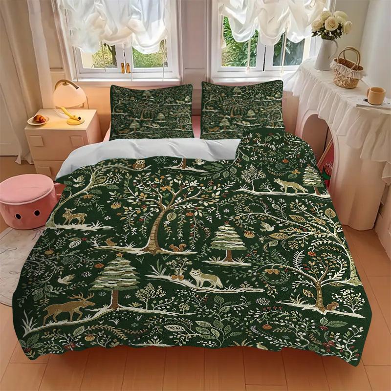 Forest Life Bedding 3 Piece Set HD Print Duvet Cover Pillowcases for Teens Adult Bedroom Decoration Christmas Gift