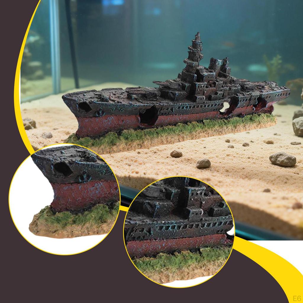 Aquarium Shipwreck Decoration Fish Tank Ornament Background Favors Micro Landscape Home Resin