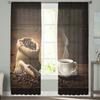 Coffee Cup Coffee Beans Modern Curtain For Living Room Transparent Tulle Curtains Window Sheer For The Bedroom Accessories Decor