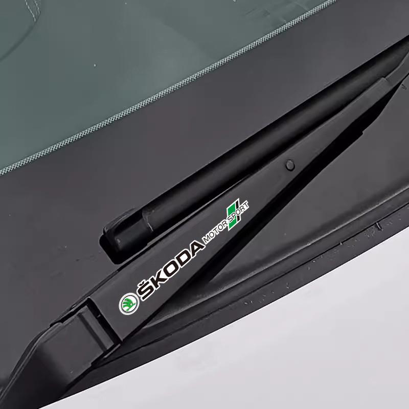 YXMP4 4 Stück Auto-Emblem-Aufkleber Rückspiegel Scheibenwischer Aufkleber Zubehör für Skoda Octavia Superb Rapid Fabia Kamiq Kodiaq Karoq Enyaq