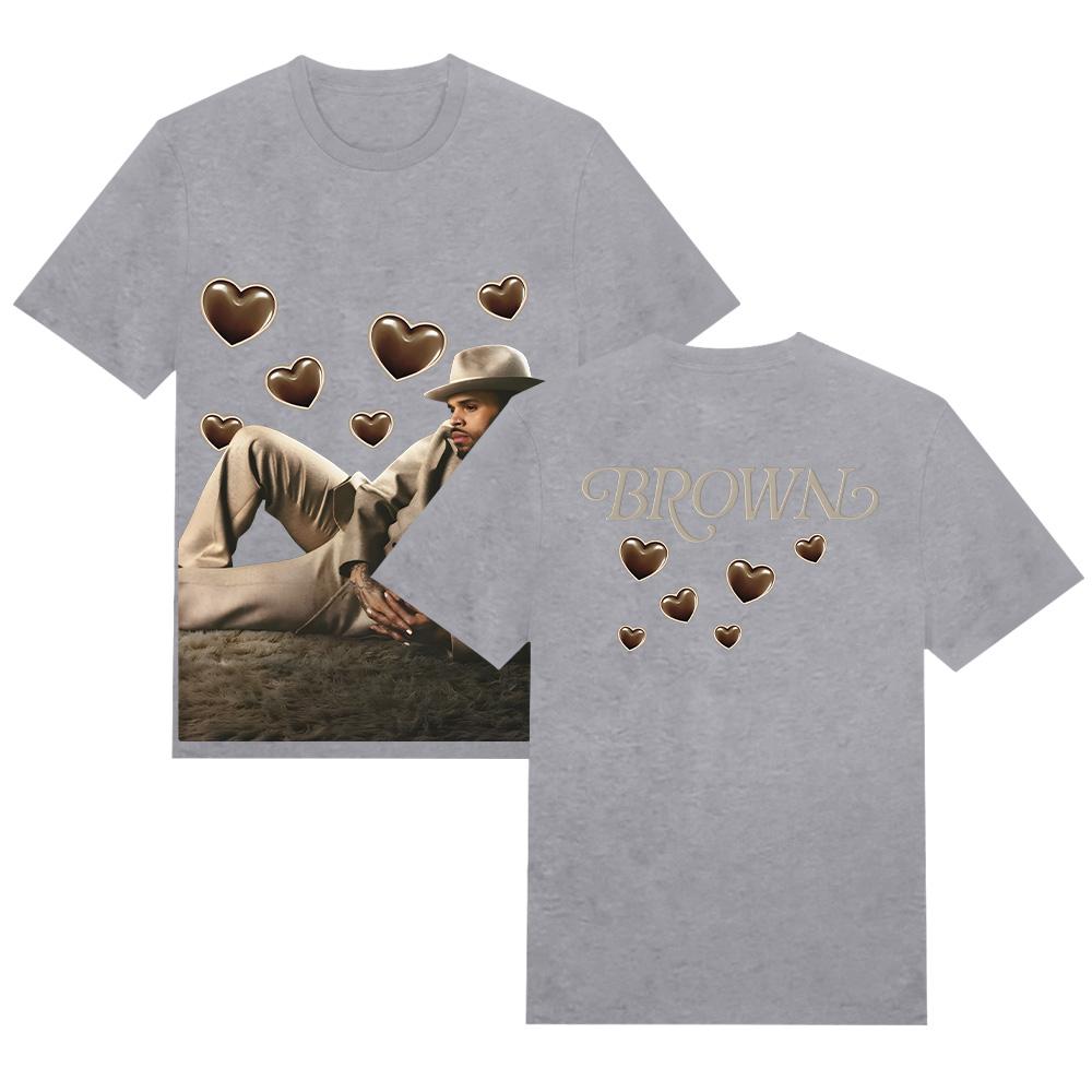 Brown Album Tee Chris Brown Men's Women's Crew Neck T-Shirt Summer Pure Cotton T Shirt Breathable Short Sleeve Tops