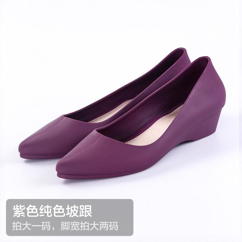 Fashion Two Ways wedges waterproof pvc ballet woman flats shallow jelly shoes women loafers chunky heels plaid candy ballerina size35-41