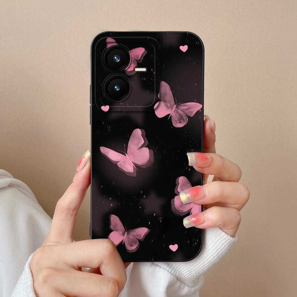 Case For Vivo Y22 Y22S Cover Camera Lens Protector For Vivo Y 22 Soft Liquid Silicone Cartoon Phone Back Covers For Women Man