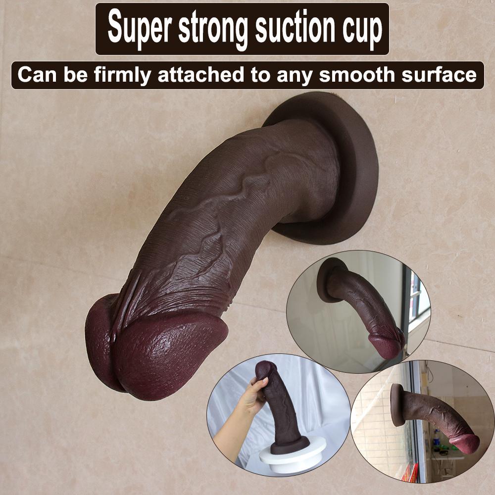 Dark Brown Realistic Silicone 30CM Dildo with Mushroom Head, Strong Suction Cup, Soft Body-Safe Silicone, Waterproof, Discreet Packaging