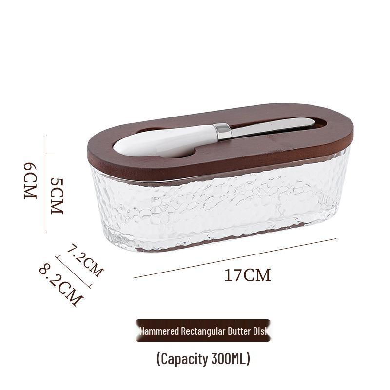 Transparent Glass Butter Dish with Lid & Spreader - Cheese Fresh-Keeping Box for Home Use