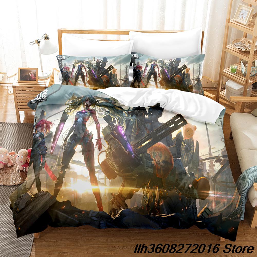Comforter Tower Of Fantasy Bedding Set Single Twin Full Queen King Size Bed Set Adult Kid Bedroom Three-Piece Suits Anime Bed Sheet S