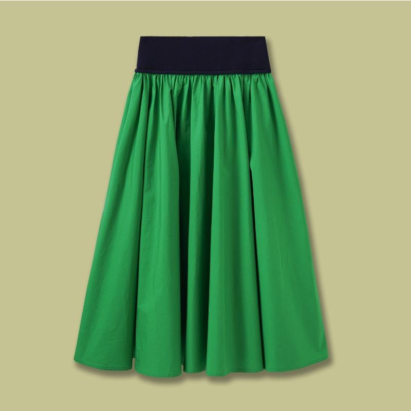 Ralph spring contrasting skirt waist A-shaped skirt war horse embroidery retro elastic waist skirt RL27 XS зелёный