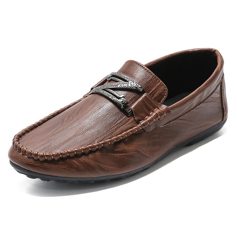 WOTTE Men Casual Shoes Sneakes Fashion Loafers Men's Leather Slip On Formal Loafers Men Moccasins Outdoor Walking Mans Footwear