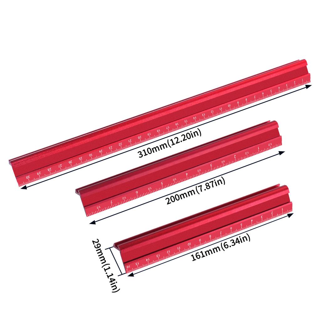 Precision Metric & Imperial Marking V-Ruler,Carpentry Paint Line Ruler - Woodworking Parallel/Vertical Line Scribe Marking Gauge