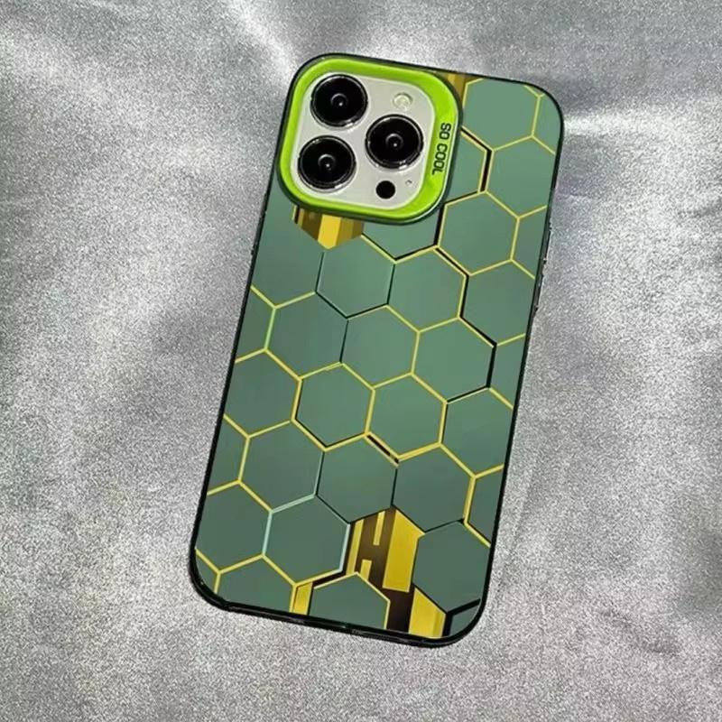 Fashion Technology Honeycomb Matte Phone Case For iPhone 16 15 14 13 12 11 ProMax Pro Plus XR XS 7 8 SE 3 Shockproof Laser Cover