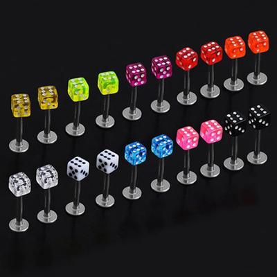 20 ks Smíšené kostky na rty s náušními kroužky na rty Tragus Labret Body Piercing