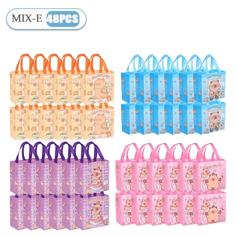 1-48PC Reusable Capybara Cartoon Tote Bag Foldable Gift Bag for Birthday Party Graduation Event Accessories Ideal Christmas Gift
