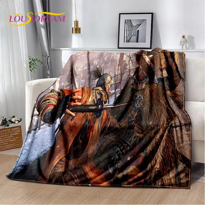 D Sekiro Game Plush Flannel Throw Blanket for Bedroom Living Room Sofa Picnic Soft Cozy Cover for Kids and Adults