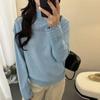 Women S Rhinestone Jacquard Half High Neck Pullover Sweater Soft Warm