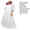 Summer Vacation Maxi Dress for Women V Neck Long Sleeve Solid Color with Ruffle Stitching and Pleated Hem
