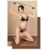 Sexy PU Leather Lingerie Cutout Bikini Swimsuit Top and Bottom Set Harness Bra Mistress Slave Bundled SM Costume Underwear [XuanXuan] G-String Women's
