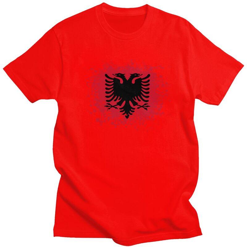 Custom Fashion Retro Albania Flag T Shirt Unisex Albanian Eagle T-shirt Streetwear Tee Tops Pure Cotton Oversized Tshirts Merch