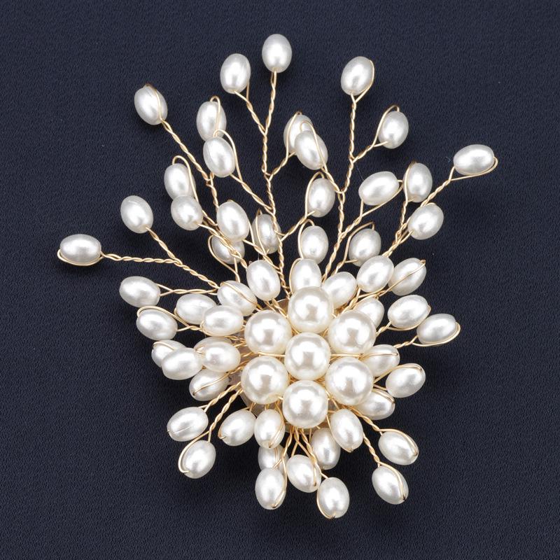 European & American Handmade White Pearl Flower Brooch Hairpin - Bride Corsage & DIY Shoe Buckle