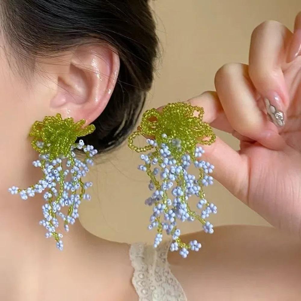 Crystal Beach Earrings Exaggerated Petals Stud Earrings Flower Dangle Earrings  Ladies/Girls