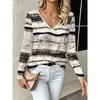 Fashion Women's V-Neck Long Sleeve 3D Casual Color Printing Casual Long Sleeve V-Neck T-Shirt
