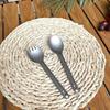 1/4Pcs Portable Camping Titanium Metal Long Handle Anti Scalding Anti-slip Spoon Fork Light Weight Tableware