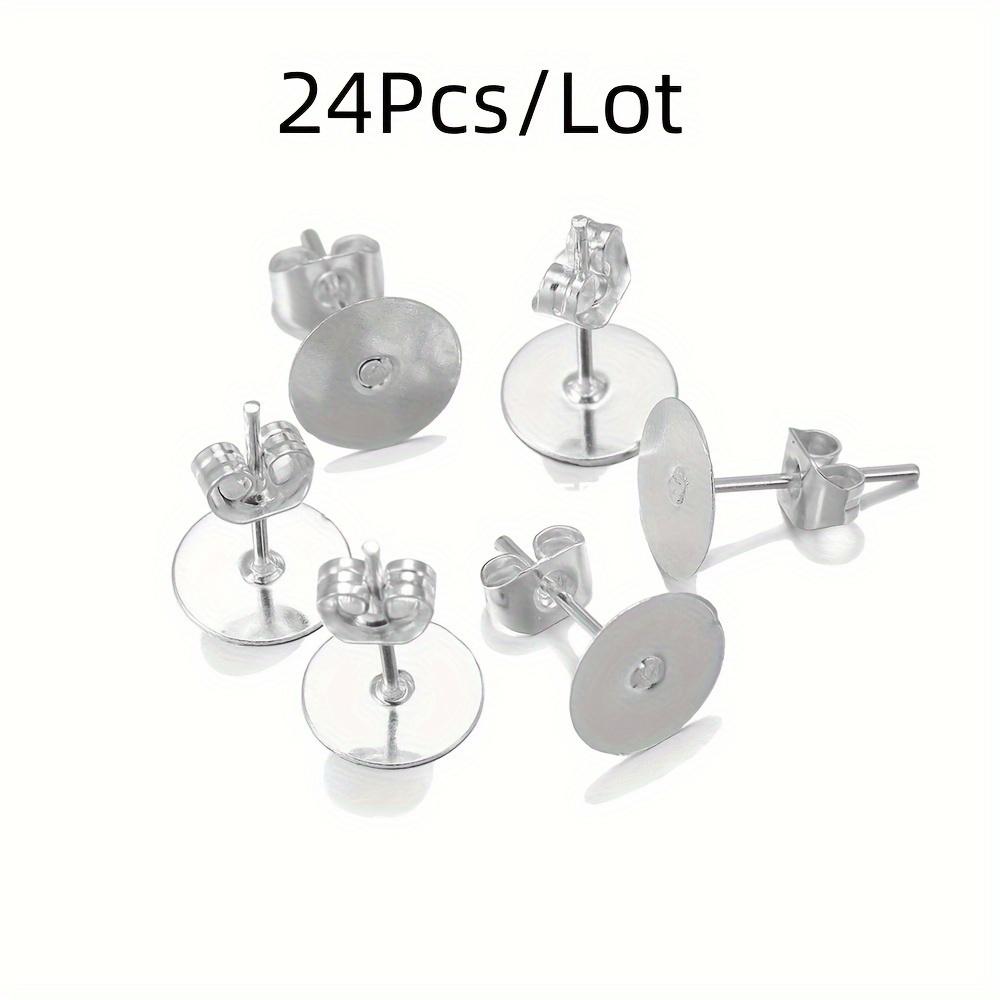 24pcs/Lot  Blank Post 4/5/6/8/10mm Earrings Studs Base Pins With Earring Plug Findings Ear Back For Jewelry Making