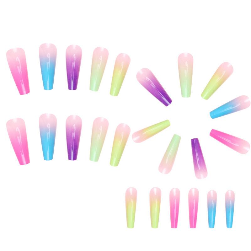 Artificial Nails Rainbow Long Ballet Nails Nail Stickers