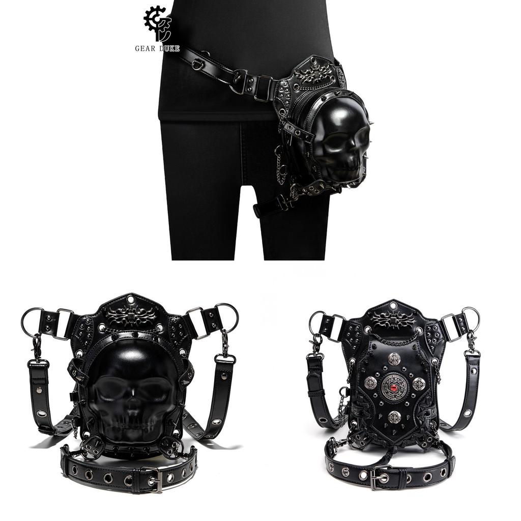 Dunkle Punk-Schädel-Frauen-Kleine Umhängetasche Mit Kette Und Nieten Für Den Täglichen Stil
