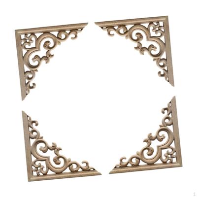 4 Stück Geschnitzte Eck-Onlay-Applikationen Unbemalt Rahmen Schrank Kleiderschrank Aufkleber Holz