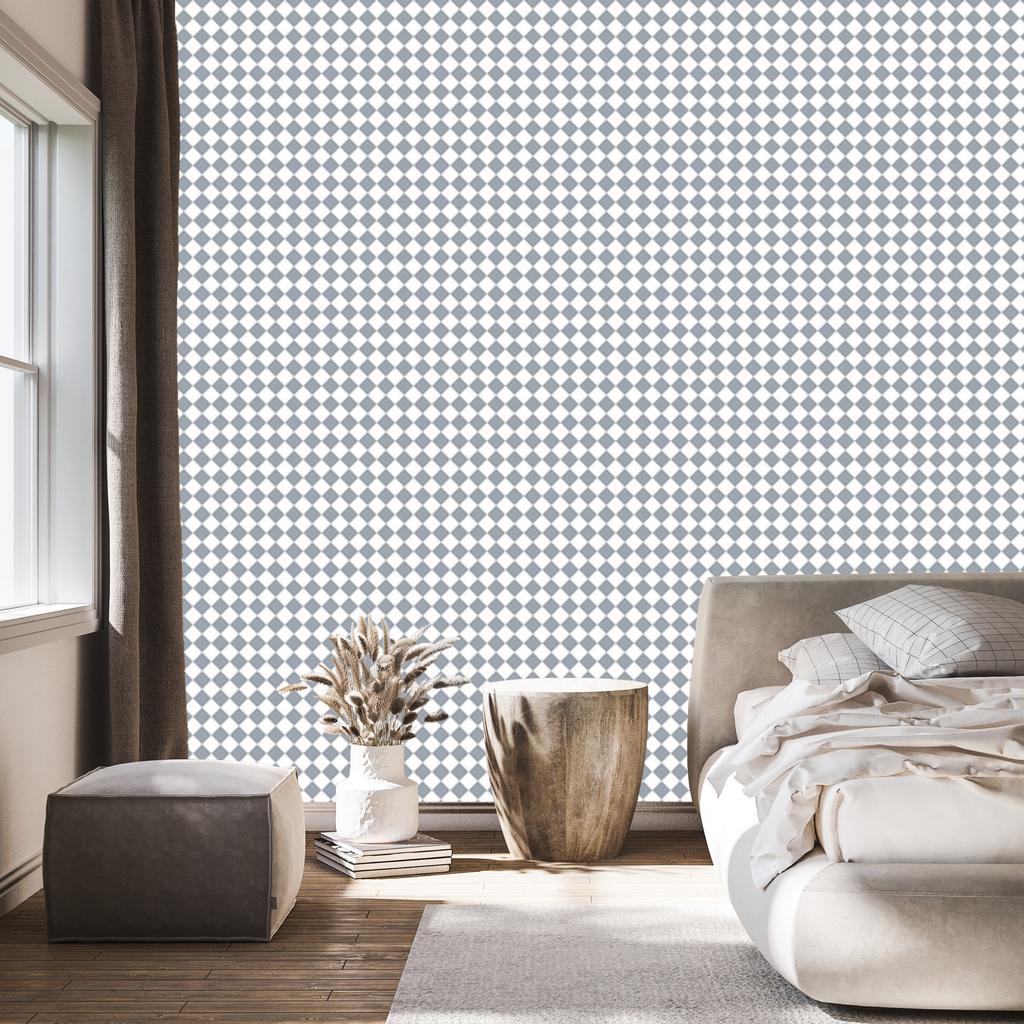 Geometric rhombus wallpaper light gray, white and gray 50x1000