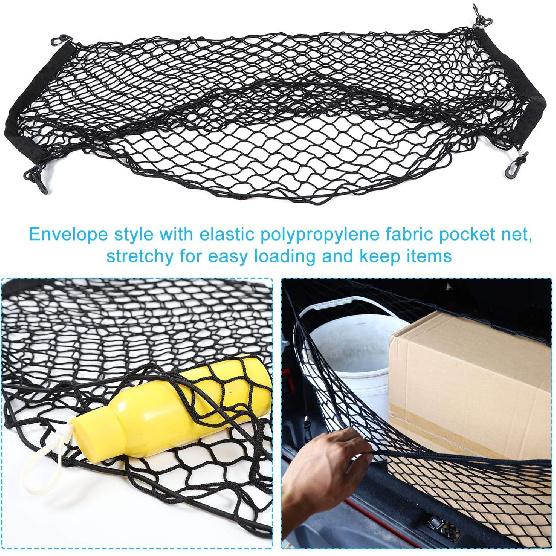Voodonala 40 X 18 Inches Universal Mesh Envelope Trunk Cargo Storage Organizer Net Elastic Mesh Net Pickup Truck Bed Divider Compatible For Cars,