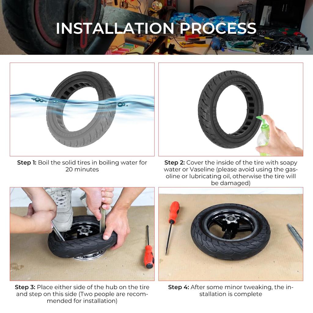 Balck Ulip 8 1/2*2(50/75-6.1) Off-road Solid Tire for Xiaomi Scooters