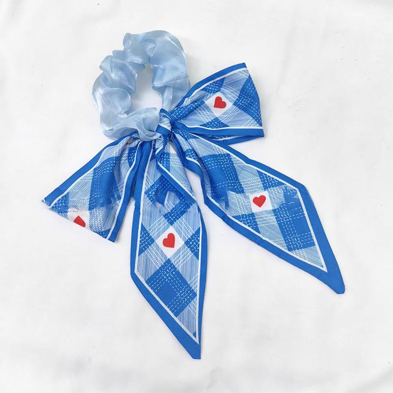 Printed Bow Hair Rope Elegant Ribbon Ponytail Hair Band For Women Sweet Rubber Band Hair Ring Fashion Headdress Hair Accessories
